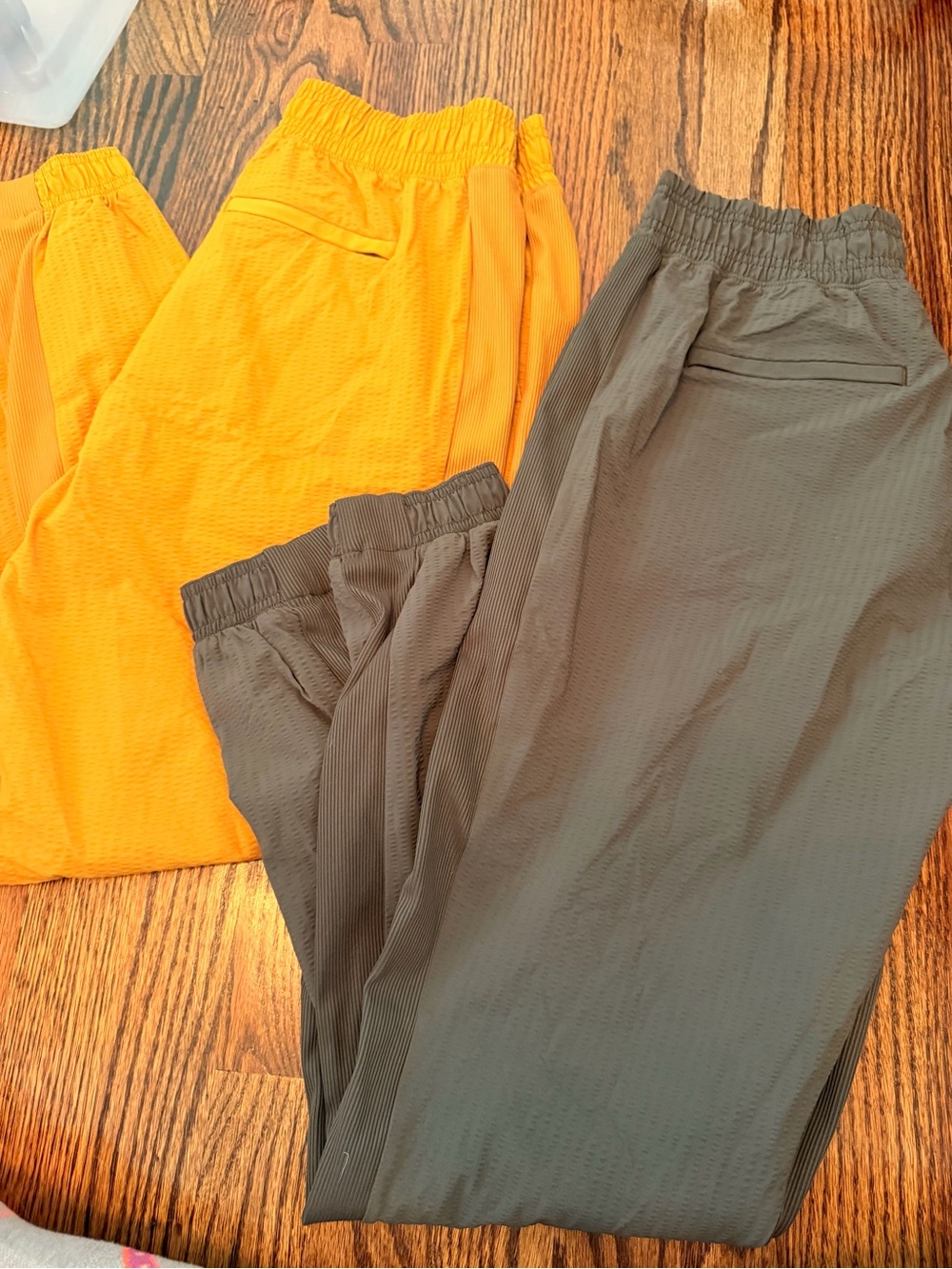 Size 2 - Athleta Olive & Mustard Textured Brooklyn Pull-On Jogger Pants Set of 2